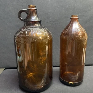 Vintage Glas Clorox Flasche geprägt Bernstein braun Krug - Lot - Bild 1 von 8