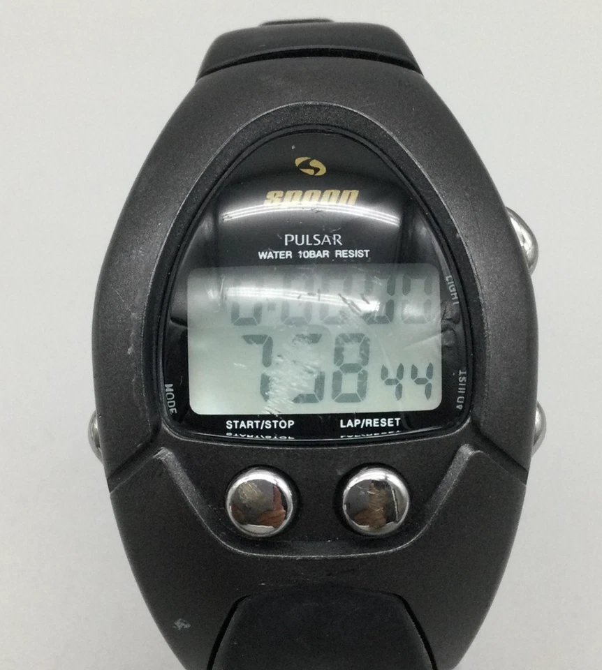 Pulsar Cuchara Reloj Digital 38mm Negro Cronógrafo W150-4A20 Batería Nueva Foto 1 de 4