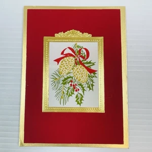 Vintage Brett Jacquard Wandteppich Set 8 Karten Umschläge unbenutzt Weihnachten Tannenzapfen - Bild 1 von 10