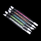 Nail Art Brush Dotting Tools 2 Way Sculpture Pen Silicone Head Carving Craf J-qy