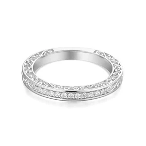 14K White Gold Natural Diamond Wedding Band Ring MZ5024 - Picture 1 of 7
