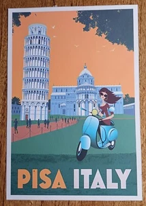 Stampa vacanza viaggio Pisa Italia stile vintage senza cornice - Foto 1 di 1