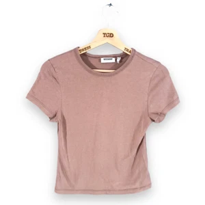 Ladies Weekday Brown 100% Cotton Short Sleeved T-Shirt Top Size XS, 6-8 - Picture 1 of 3