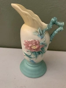 Vintage Hull Art Pottery 6”Pitcher With Pink Flower - Picture 1 of 4