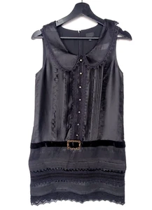 Anna Sui X Target Black Belted Sleeveless Dress goth witchy Drop Waist Size 7 - Picture 1 of 9