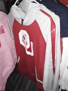 Oklahoma OU 2 tone Red Football Hoodie Sweatshirt youth kids Size LARGE rare - Picture 1 of 1