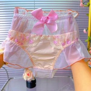 Womens Lolita sweet embroidery Bow Panties Briefs Japanese Underwear Underpants - Picture 1 of 10