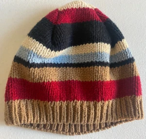 Gymboree Boys Winter Beanie Cap Hat Knit Navy Blue Brown Red  Size 5-7 - Picture 1 of 3