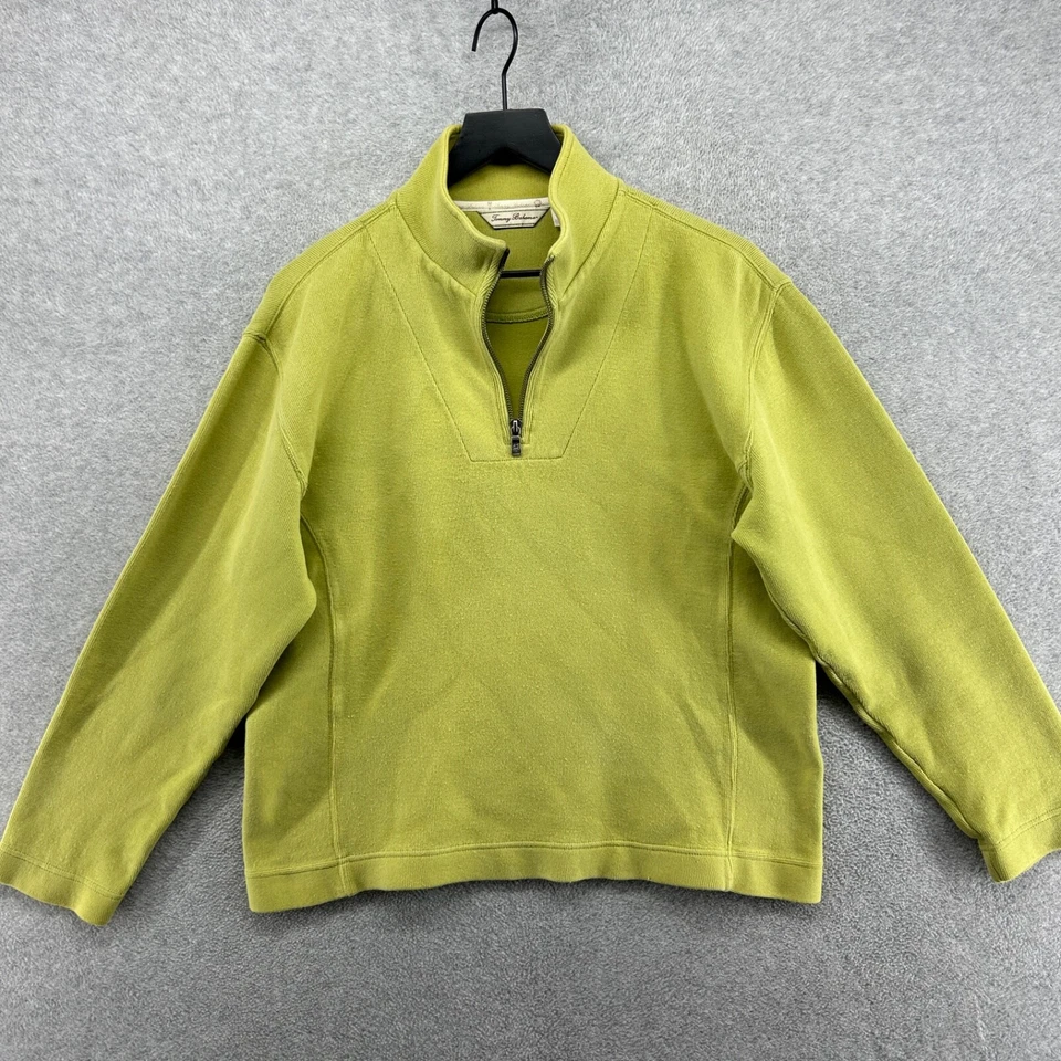 Tommy Bahama Sweater Women's Size Medium Green Long Sleeve 1/4 Zip Cotton - Image 1 of 4