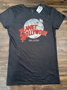 Medium Planet Hollywood Orlando Damenshirt schwarz Vintage Folie Logo neu mit Etikett - Bild 1 von 7