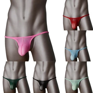 Stylish Mens Sexy Mesh Thong Underpants with See Through Fabric and Bulge Pouch - Foto 1 di 18