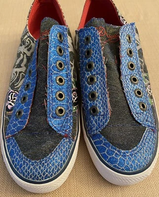 ED HARDY - CINTURA BAIXA - LONA - TÊNIS SEM CADARÇO - VINTAGE - TAMANHO 6 - Imagem 1 de 4