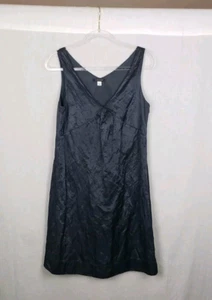 Eileen Fisher Crinkly Minikleid S dunkelblau Satin Etui Weihnachten Urlaub Party - Bild 1 von 6