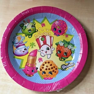 Nuevo Paquete Shopkins de 8 x 23 cm Placas de Papel de Fiesta - D'Lish Fresa Amapola Maíz - Imagen 1 de 3
