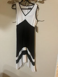 Karl Lagerfeld Paris ärmelloses asymmetrisches Plissee-Kleid Colourblock Größe 6 - Bild 1 von 3