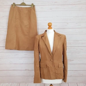Tuta da lavoro formale Laura Ashley donna marrone 2 pezzi gonna scamosciata e blazer taglia - Foto 1 di 9