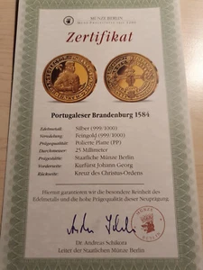 Münze BRD 10 Dukaten Portugaleser Brandenburg 1584 Goldveredelt - Bild 1 von 3
