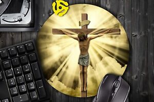 Christ Jesus Cross #1 Christian Cross Round Mouse Pad Mousepad