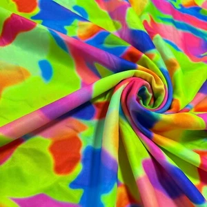 Tela de spandex de nailon con estampado multicolor abstracto elástico en 4 vías - Imagen 1 de 6