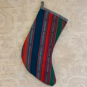 Kilim Christmas Stocking Embroidered Christmas Stocking Vintage Christmas Decor - Imagen 1 de 3