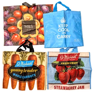 Lot of 4 Marks & Spencer M&S Reusable Large Tote Shopper Shopping Bags Insulated - Picture 1 of 8
