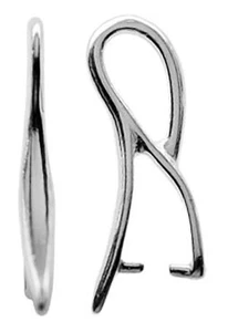 1 STERLING SILVER SLIMLINE PENDANT PINCH BAIL WITH LOOP, 18 X 2 MM, HOLDER - Picture 1 of 3