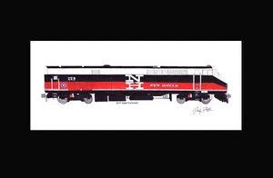 Estampado enmarañado MTA Metro-North P32ACDM New Haven #229 11"x17"" firmado por Andy Fletcher - Imagen 1 de 1