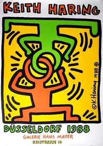 Keith Haring Original Siebdruck '88 Platte Signiert Ausstellung Düsseldorf - Bild 1 von 7