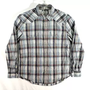 Lucky Brand Shirt Mens Large Western Pearl Snap Button Long Sleeve Classic Fit - Picture 1 of 14