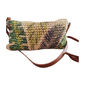 INC International Concepts HANDBAG Woven Straw Crossbody TROPICAL PRINT Boho - Picture 1 of 8