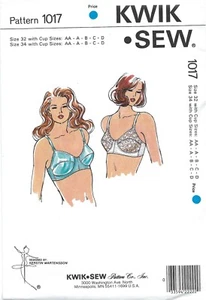 Kwik Sew 1017 Full Coverage Bra 32AA-D, 34AA-D UNCUT Lingerie Pattern RARE - Picture 1 of 4