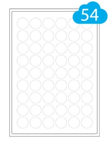 Etiquetas redondas de 29 mm, 54 pegatinas de papel blanco en hojas A4, impresora láser e inyección de tinta - Imagen 1 de 1