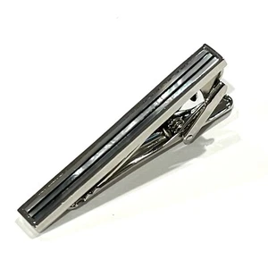 Mother Pearl Onyx StripeTie Clip Men Birthday Wedding Gift Tie Bar - Picture 1 of 6