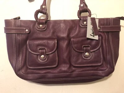 Burgundy Dark Red Genuine Leather Handbag Medium Size - Image 1 of 4