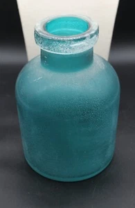 West Elm Waterscape Sea Foam Blue Frosted Sea Glass Bottle Vase - Picture 1 of 6