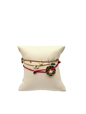 Conjunto de pulsera boho en capas cuerda roja oro corazón cuentas encanto pila ajustable Foto 1 de 4