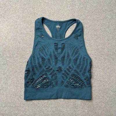 Alo 背心上衣女式中号蓝色赛车运动瑜伽表演普拉提 — 第 1/4 张图片