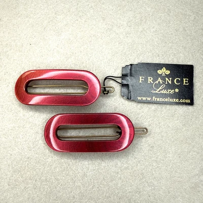 France Luxe Set of 2 Mini Oval Tige Boule Barrettes - Opale Rose (NEW) - Image 1 of 2