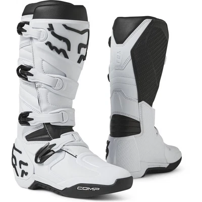 Fox Racing Comp Boots Positac TPU Plating Buckle Closure Comfort Off-Road White Foto 1 de 4