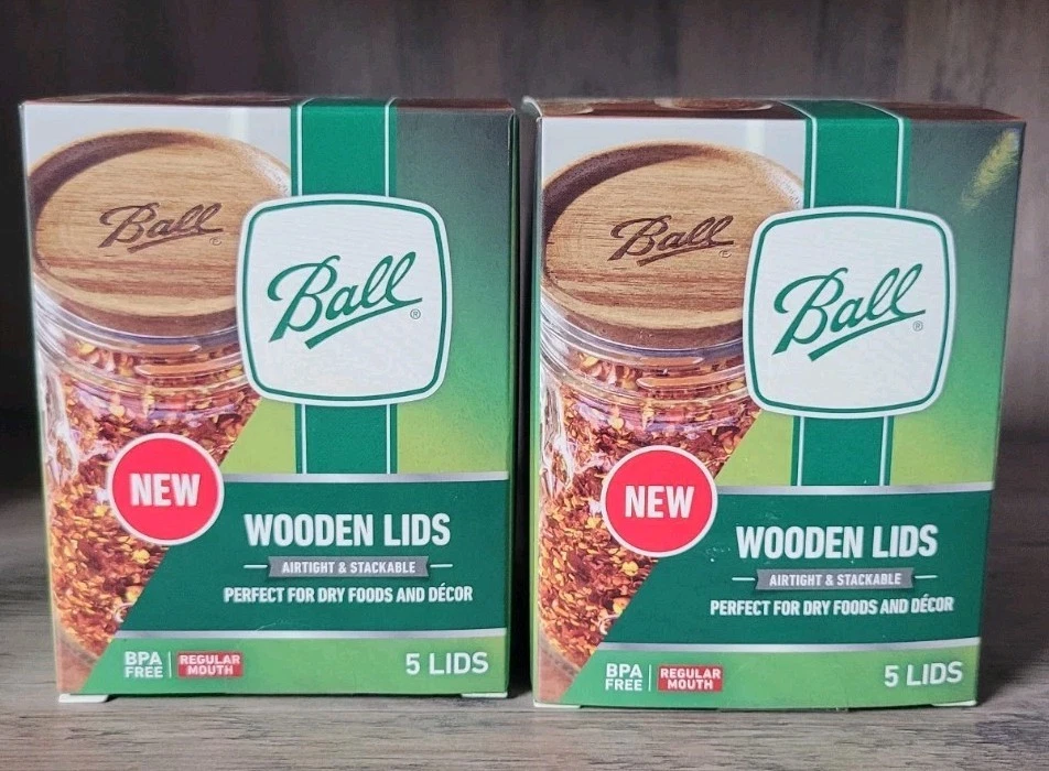 2x Tapas de Madera BOLA (Caja de 5) para Tarros de Albañil Bucal Regular ~ Hermético NUEVO Foto 1 de 1