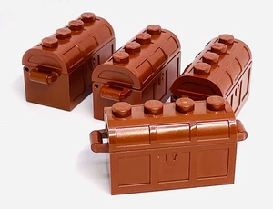 Lego Treasure Chest - Storage Box Hinged Container  - Reddish Brown - 4 Pieces - Picture 1 of 3