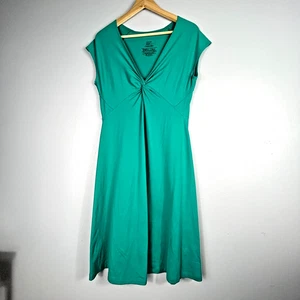 Patagonia Teal Stretch V-Neck Fit Flare Front Twist Mini Bandha Dress Womens S - Picture 1 of 6