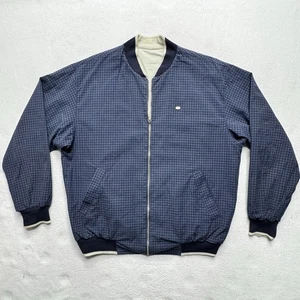 (56/6) Lacoste Sport 90's Swing Top Harrington Jacket XXL Navy Blue Checked - Picture 1 of 13