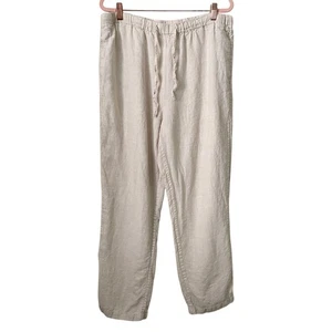 Orvis Hose Damen Large Creme Leinen Pull On High Rise Straight Leg Lagenlook - Bild 1 von 9