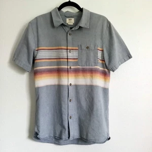Camicia vintage VANS righe manica corta bottoni TG M cotone anni 90 blu arancione - Foto 1 di 6
