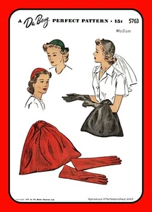 GLOVE Calot BAG Wrist TOTE Hat SACK DuBarry 5763 Vtg 1943 Craft Sewing Pattern - Picture 1 of 5