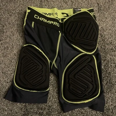 Chambro 加垫足球青少年中号短裤黑色 5-Pad 腰带成人小号 — 第 1/4 张图片