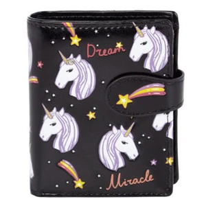 Shagwear Ladies Wallet, Small Purse: Unicorn design Black - Picture 1 of 2