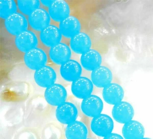Natural 8/10mm South African Blue Topaz Gems Round Loose Beads 15" AAA - Picture 1 of 4