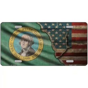 Washington American Flags Vintage Look Metal Sign - Picture 1 of 1
